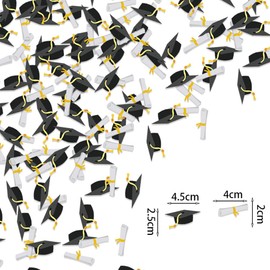 Fyeoxle 100PCS Graduation Cap Confetti Graduation Party Grad Cap Diploma Table Scatter Class of 2025 Scatter Decoration for Congrats Grad Theme Party Table Decor Favors (Grad Cap)