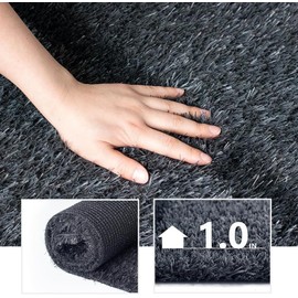 Petgrow Stripe Artificial Turf Grass 2FTX36FT,1 Inch High Density Synthetic Grass (Grey & Black,Self Draining/Rubber Backing Indoor Outdoor Rug for Dog Garden Backyard Patio Balcony Entryway