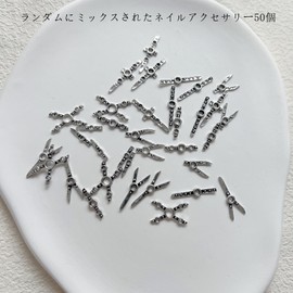 NAIL ANGELネイルアクセサリーランダム混合50粒入りパンク風誇張ダークブラックシリーズネイル合金アクセサリー JA022