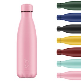 Chilly's Water Bottle - Stainless Steel and Reusable - Leak-Proof, Sweat-Free - Pastel - All Pink, 260 ml