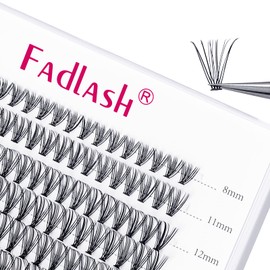 Cluster Eyelashes, Individual, 20 Roots, 0.07mm C-curl, 8-15mm, Fadlash, Mixed Length Eyelashes, 120 Pcs, Self-application, DIY, Individual Cluster Eyelashes (20d-0.07-c, 8-15mm)
