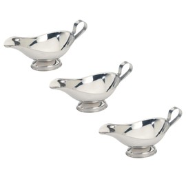 Soro Essentials- 8 oz Stainless Steel Gravy Boat Set of 3 – Serving Dish Serving Dispenser Sauce Boat Pitcher Gravy Bowl for Sauces Creamer Salad Dressing Broth for Home Kitchen and Restaurant