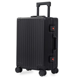 VentureVault All Aluminum Carry On Luggage 22x14x9 Airline Approved，Hard Shell Carry On Luggage, Zipperless Luggage Aluminum Suitcase Luggage (black, 20inch)