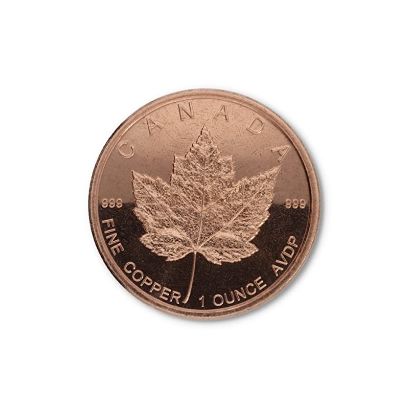 1 ounce .999 fine copper "Maple Leaf"