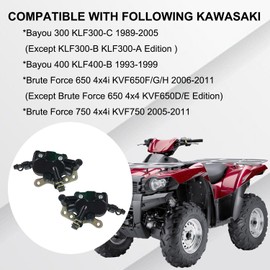 Vanlison Front & Rear Brake Caliper Kit with Pads Compatible with Kawasaki Bayou 300/400 KLF300-C/KLF400-B Brute Force 650/750 4x4i (2005-2011) OEM# 43080-0019-DJ 43080-0020-DJJ Heavy-Duty Alloy Brake