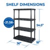 Gracious Living XL Storage Shelving, Heavy-Duty Knect-A-Shelf, 4 Shelves, Black