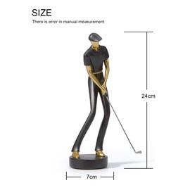 HAUCOZE Golf Escultura Figura Golfer Decorativa Regalo Modern Estatua Interior Salon Arte Resina Decoración del Hogar Nergo 24cm