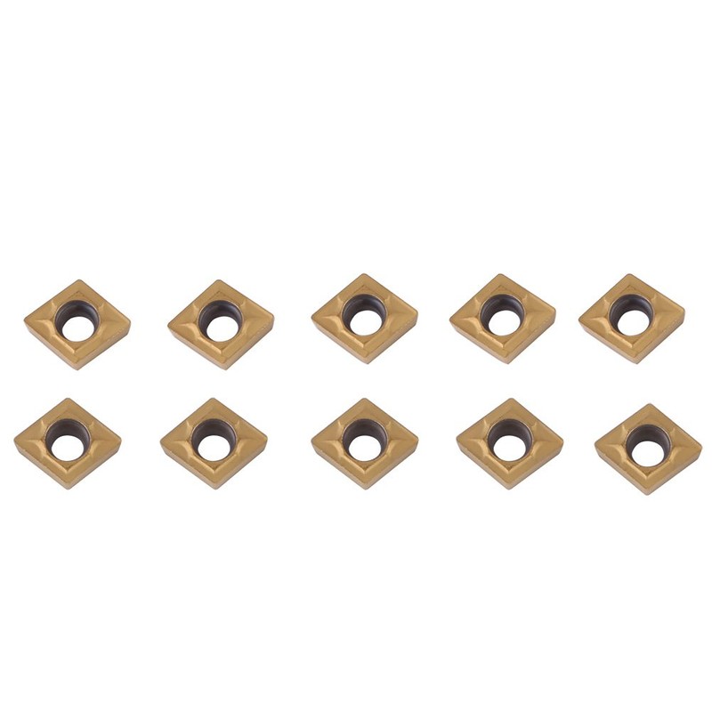 10pcs Tin-Coated CNC Carbide Insert Cutter Indexable Lathe Milling Inserts