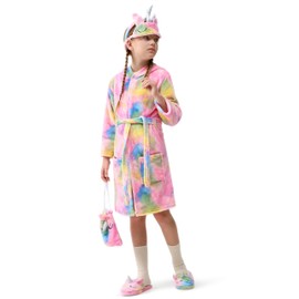 JOYIN Giggling Getup Kids Robes for Girls, Hooded Pink Toddler Bathrobe Set, Girls Christmas Pajamas