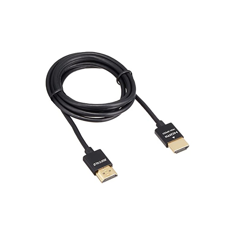 BUFFALO BSHD3S15BK HDMI Cable, Slim Type, 3.9 ft (1.5 m)