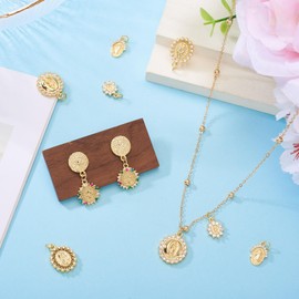 Cheriswelry 10Pcs 18K Gold Brass Virgin Mary Miraculous Pendants Cubic Zirconia Mother Mary Oval Charms 13-19.5mm for Necklace Earring Bracelet Jewelry Making