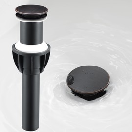 TIORIY Vessel Sink Drain Without Overflow, Plastic Bathroom Pop up Sink Drain Fit for 1 3/4 Inch Vessel Sink, Built-in Anti Clogging Sink Stopper, Oil Rubbed Bronze