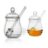 OFKPO Glass honey jars with honey spoon, transparent honey pot/honey