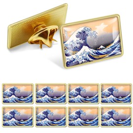 10/ Pack The Great Wave off Kanagawa Enamel Lapel Pins Badge World Famous Oil Paintings Series Brooch Sea Artwork Gifts for Women Men souvenir