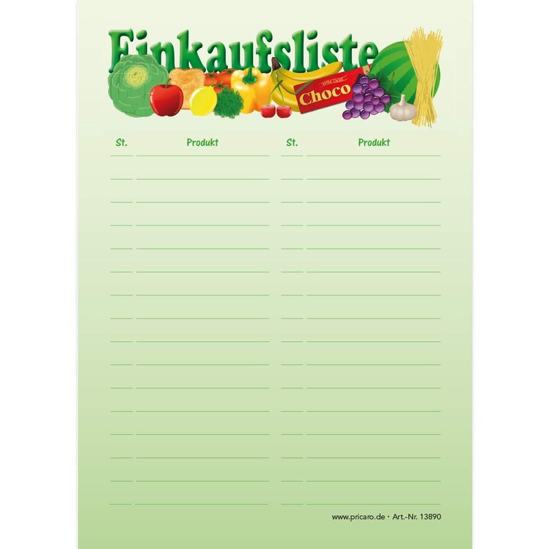PRICARO Pack of 5 Magnetic Shopping List Green A6 25