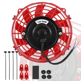 7" inch Slim Fan Push Pull Electric Radiator Cooling Fans 12V Mount Kit Unversal Red