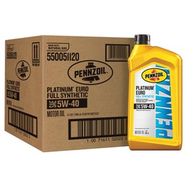 Pennzoil Platinum Euro Full Synthetic 5W-40 Motor Oil, 1 Quart (6 Pack)