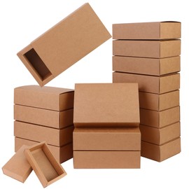 26 PCS Rectangle Drawer Kraft Boxes Small Crafts Cardboard Present Boxes Present Packaging Boxes for Party Favor Treats, Candy and Jewelry Crafts, 6.5 x 3.7 x 1.6 inch (Brown)
