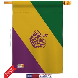 Mardi Gras House Flag Set Springtime Carnival Festival Masquerade Celebration Season Holiday French Decorative Yard Banner Double-Sided Made In USA 28 X 40