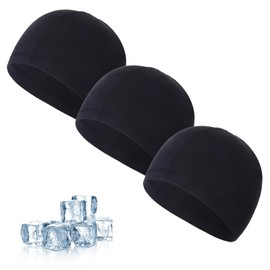 RUIOMII 3 Packs Black Skull Cap, Quick Drying Breathable Sweat Absorbing Wave Cap, Summer Sports Hat Running Hat for Women Men for Cycling Running