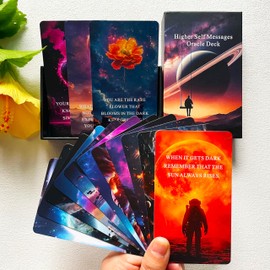 Vzmeiyre Higher Self Messages Oracle Cards Deck, Cosmic Oracle Cards, Spirit Oracle Deck Help You Dispelling Doubts and Empowering Yourself in Love, Life, and Career