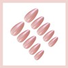 Almond Press on Nails Pink Chrome Fake Nails Glossy Pearl