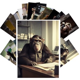 PIXILUV Vintage Postcards (24 pcs 4"x6" each) Cute Smart Monkeys Working in Suits Vintage Postcards Retro Greeting Card Book Illustration Reprint