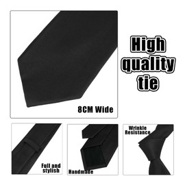 huipinghu Men's tie,Black Tie Formal Necktie for Men 8cm Classic Formal Neck Tie for Wedding Party Business Graduation