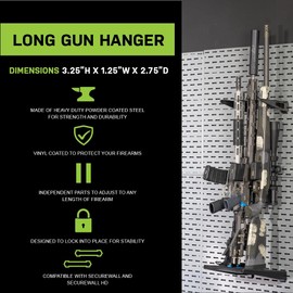 Lockdown Securewall Vertical Long Gun Hanger, Steel Construction and Custom Storage for Firearms, Vaults, and Gun Rooms