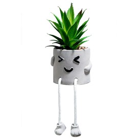 Artificial Plants Potted Decorations Long Legs Doll Succulent Plants Flowerpot Cute Expression Potted Ornaments for Outdoor or Indoor