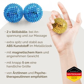 2 x DBT Skills Hedgehog Ball, Magnetic High Stress Acupressure Ball, for Stress Relief or Massage, Against Tension and for More Mobility and Concentration (Deep Blue)