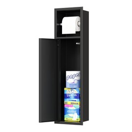 Neodrain Recessed Toilet Paper Holder, in Wall Toilet Paper Holder, 304 Stainless Steel Tissue Paper Holder with Dispense and Storage for Bathroom, Matte Black