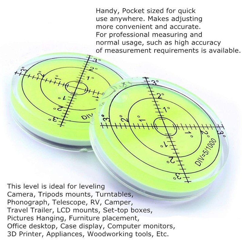 SIZIKJXGHWYI Bubble Spirit Level 60x12mm Degree Marked Surface Circular Level