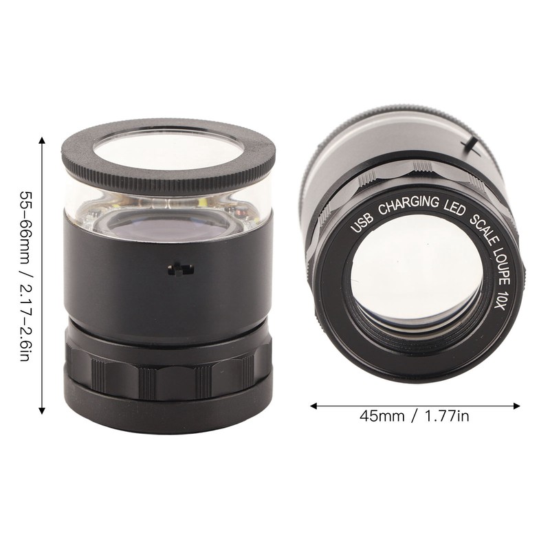 Illuminated Jewelers Loupe 6 LEDs 10X Rechargeable 28mm Field LED