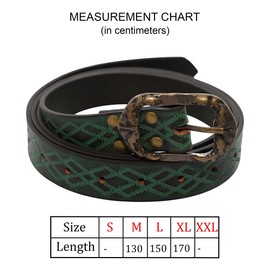 Lord of Battles Fantasy Ranger Handcrafted Genuine Leather Belt - Green, 150 cm