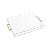 Large Clear Acrylic Serving Tray (16×18 Inches) with Gold Handles