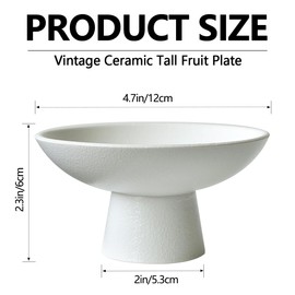 DOERDO Ceramic Appetizer Plate Decorative Fruit Bowl Snack Bowl for Ice Cream Dessert, Display Tray for Kitchen Decor, 4.7x2.3 Inch, White
