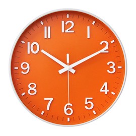 HZDHCLH Radio-Controlled Clock 30 cm Large Dial Wall Clock Silent Suitable for School Home Wall Decoration (Orange White)