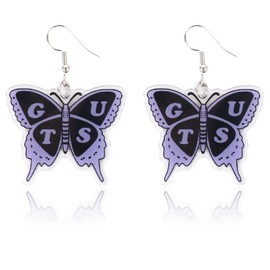 Olivia Concert Earrings Merch Acrylic Purple Butterfly Earrings Accessories Gifts for Women Girls Fans Costume Outfits, Acrylic, No Gemstone
