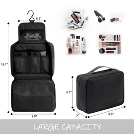 WersaYuu Travel Makeup Bag for Women Men, Large Capacity Hanging Toiletry Bag, Cosmetic Bag for Essentials Traveling Accessories(Black)