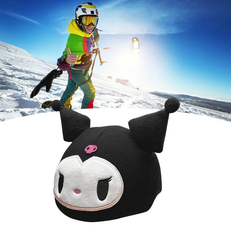 Hand Knitted Helmet Cover Cartoon Girl Cute Ski Helmet Hat