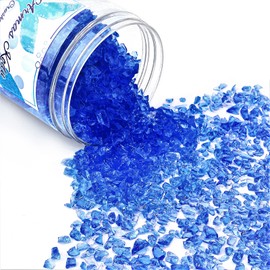 Crushed Glass for Resin Art, Broken Glass Pieces for Crafts Vase Filler Home Decorations,Crushed Glass for Crafts,3-6mm,1.5 Pound (Cobalt Blue)
