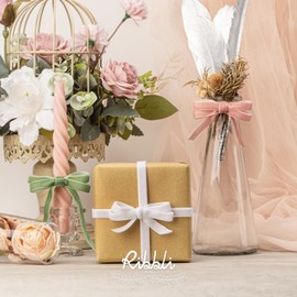 Ribbli Polyester White Velvet Ribbon,3/8 Inches Continuous10-Yard Spool,Christmas Ribbon for Gift Wrapping,Floral Bouquets, Home Decor