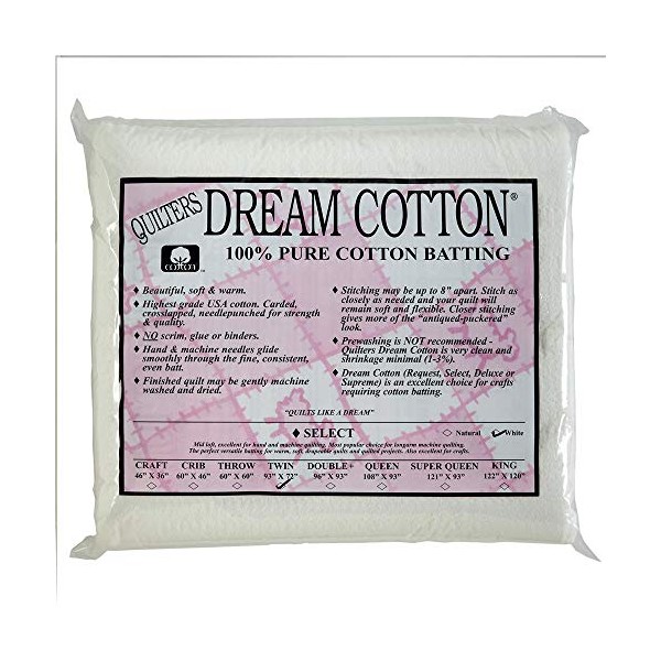 Quilter's Dream Cotton White Select Batting (93" x 72") Twin