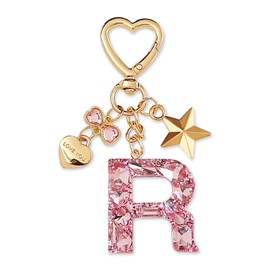 ZVRSUA Keyring Letter, Cute Key Fob Glitter Rhinestone Teenager Girls, Key Ring Name, Handbag Pendant, Bag Charms, Pendant, Keychain Initial, Gifts, silver