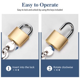 BRAXE 4 Pcs Keyed Padlock with 6 Same Keys Waterproof Small Solid Brass Lock 1.18inch 30mm for Gym Locker Case Backpack Luggage Hasp Storage Sheds Fence Toolbox
