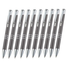 Libetui Pack of 10 Metal Ballpoint Pens Anthracite Grey Ballpoint Pens High-Quality Ballpoint Pens Metal Blue Ink Large Refill Blue Refillable Pens Metal Grey