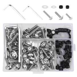 Pack of 158 Motorcycle Fairing Screws Kit, M5 M6 Universal Motorcycle Windscreen Fairing Screws Body Screws Set (Silver)