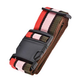 sourcing map Luggage Strap Suitcase Belt with Buckle Label, 2Mx5cm Adjustable PP Travel Bag Packing Accessory, Multi Color (Red Pink Dark Green)