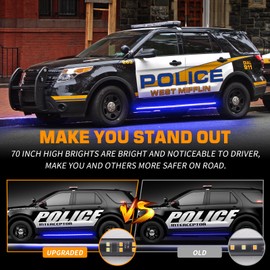 XRIDONSEN 2PCS 60 inch Blue Emergency Lights Strip 720 LED Running Board Police Strobe Lights Flashing Warning Safety First Responder for Firefighter Vehicles POV Ambulance Trucks Pickup SUV